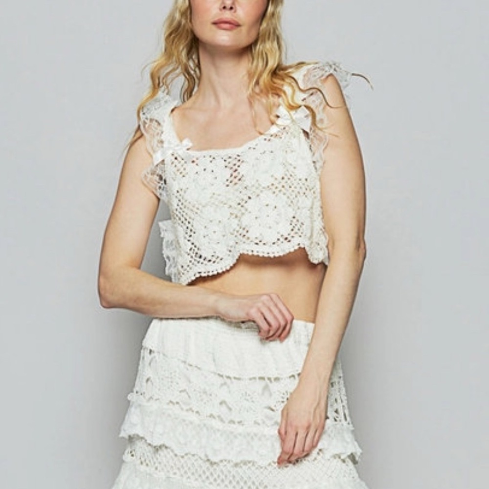 Crochet Crop Top - White